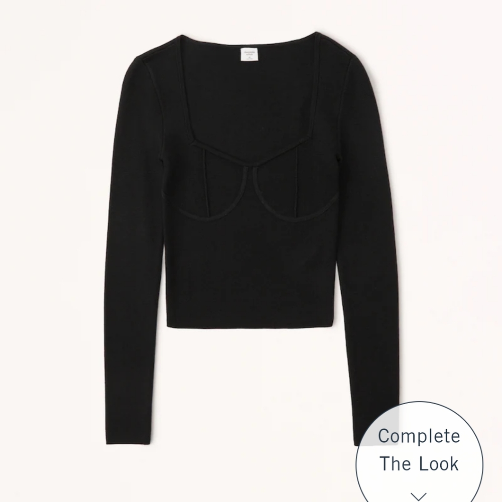 Abercrombie & Fitch NWT Corset Slim Sweater Top Black XS